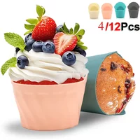 4/12Pcs Circular Silicone Mafen Cup Cake Baking Mold Resistant Creative Dessert Household High-temperature Tool