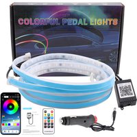 2IN1 150cm Neon LED Car Ambient Welcome Door Skirt Lights App Remote Auto Sill Panel RGB Flexible Streamer Strip Decorative Lamp