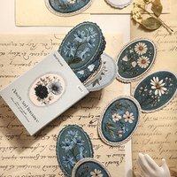 Student Gift5pcs Serene Florals Sticker Pack - Boxed Flower Theme Collection, DIY Journal Collage Decor Set, Literary Stationery