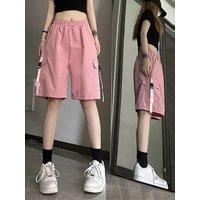Zoki Y2K Vintage Cargo Shorts Women High Waist Streetwear Hip Hop Shorts Summer Loose Harajuku Bf Casual Korean Wide Leg Shorts