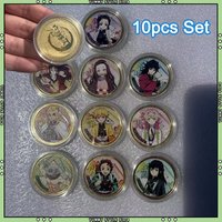 Demon Slayer Products Character Collectible Coins Kimetsu No Yaiba Commemorative Badge Metal Crafts Anime Handheld Coins