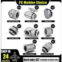 Computer Split Water Cooling Hard Fitting Kit,AIO Pack For 10*14mm Tube Watercooling Building,Black / Silver