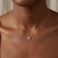 Delicate Mini Zircon Letter Choker Necklace A-Z Gold Color Alphabet Pendant Stainless Steel Charm Fashion Party Jewelry Gifts