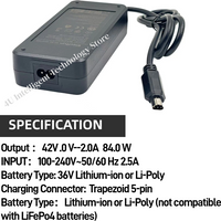 Elecrun 42V 2A TRP 5-Pin Li-Ion Charger for 36V Joycube Phylion Battery - E-Bike Battery Charger