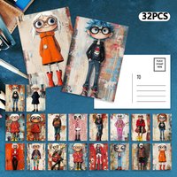32pcs, colorful characters, postcards, decoration/greeting cards/postcards, high-precision printing, collectible and mailable