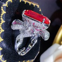 KQDANCE Red Zircon Ring With Multicolored Stone Rings Oval Shape Engagement Jewelry Rings For Women
