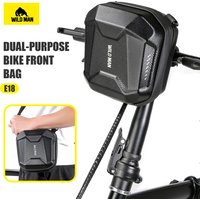 WILD MAN Quick Release Bike Handlebar Bag EVA Hard Shell Waterproof Front Frame Pouch Folding Bicycle Crossbody Accessories