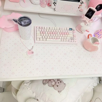 Cute Pink Polka Dot Pu Leather Mousepad Office Desk Mat Mouse Pad Computer Speed Type Carpet Mat Player Laptop Keyboard Cartoon