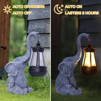 1 PC Elephant Solar Garden Statues, Resin Elephant Figurine Decorations with Solar Lights Lantern, Outdoor Elephant Decor Art fo