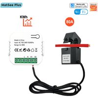 Smart Life WiFi Energy Meter 80A with Clamp CT App KWh Power Consumption Monitor Electricity Statistics 110V 240V 50/60Hz