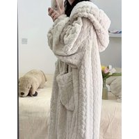 Women Winter Thick Warm Coral Velvet Jacquard Pajamas Flannel Autumn Winter Long Sleep Robe