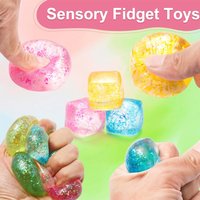 4pcs Stress Cube Squishy Stress Balls for Anxiety Stress Relief Slow Rising Sparkling Malt Sugar Squeeze Toy for Kids