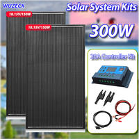300W Framed Flexible Solar Panel 12V Battery Charger Monocrystalline Aluminum Frame with Crossbars for Wind Resistance MC4 Lead for RV Boat Trailer Off-Grid