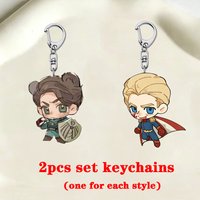 2pcs Set Keychain Cosplay Anime TV Series The Boys Character Homelander and Soldier Boy Key Chain Bag Decor Keyring Pendant Toy