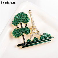 Creative Enamel Brooch Environmentally Friendly Alloy Green Eiffel Tower Brooch Suit Lapel Pin Clothing Scarf Badges