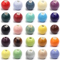 20pcs Round Ceramic Beads Colorful 10mm Porcelain Beads Spacer Loose Bead For DIY Jewelry Making Bracelet Necklace Accessories