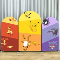 Pokemon Pikachu Party Supplies Arch Backdrop Cover Kids Birthday Decorations Anime Game Theme Photo Booth Background