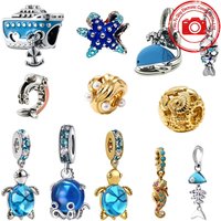 Hot Sale Charms DIY Jewelry Gifts Blue Ocean Series Cute Octopus Sea Turtle Seahorse Starfish Beads Fit Original Snake Bracelets
