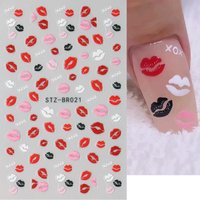 2pcs 3D Kiss Sexy Red Pink White Lips Nail Art Stickers for Valentine's Day Self-adhesive Sliders DIY Manicure Decoration Tips