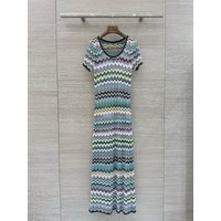 2026 Women Colorful Striped Long Dress Round Neck Short Sleeve High Waist Fashion Slim Knitted Robe