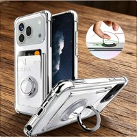 For Honor 600 600Pro Clear Ring Holder Card Slot Case For Huawei Honor 600 Pro Airbag Shockproof Soft Silicone Phone Back Cover