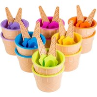 1pcs Vibrant Color Ice Cream Bowls with Spoons Dessert Sundae Dishes Set for Birthday Holiday Party Ice Cream Favor Gift Decor