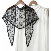 New Hollow Out Lace Scarf Embroidery Thin Foulard Bandana Solid Color Vintage Triangular Scarf Women