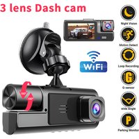 Dash Cam For Cars WIFI 3 Channels FHD 1080P Car DVR Driving Recorder Wide Angle Loop Recording Night Vision G-Sensor Tachograph
