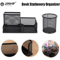 Desk Stationery Organizer Creative Metal Pen Holder Pencil File Storage Rack 3 Grid Storage Box Office Desktop Accessories