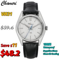 Chameri 37Mm Vintage Watches Gs04 Quartz Watch VH31 Movement Sapphire Crystal Leather 100M Waterproof Business Man Watch Gifts
