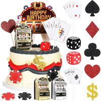 Casino Cake Decor Set with Mini Toy Slot Machine Poker Cupcake Toppers for Las Vegas Casino Night Theme Birthday Party Decor