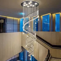 Modern Duplex Staircase Crystal Chandeliers For Living Room Long Pendant Lamps Home Decor Hallway Lobby Villla Loft Stair Lights