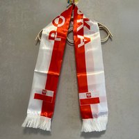 The Republic Of Poland Eagle Scarf 14x135cm Double printed Satin poland Flag Scarf Tassels for Football cup, Sports, Events