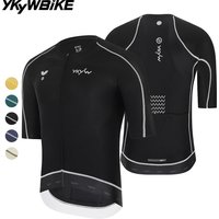 YKYWBIKE Mens Summer Cycling Jersey 3D Cutting Raglan Sleeve Quick Dry Breathable Lightweight Road Bike Riding Skin-friendly Top