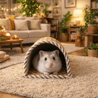 Scratch Resistant Hamster Cool Nest Breathable Wear Resistant Guinea Pig Tunnel Cooling Mat Weave Hamster Rest Shelter Small Pet