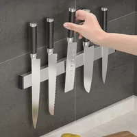 304 Stainless Knife Holder Steel Kitchen Organization Steel Magnetic Kitchen Utensils Storage Rack Non-Punching Magnetic