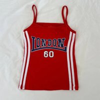 Sexy Y2k Style Aesthetic Vintage Camisole Harajuku Red Tank Tops Women Grunge London Print Sleeveless Crop Tops Streetwear 2000s