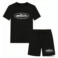 2026 Summer New Small Boat Printed two-piece T-shirt and shorts Loose Round Neck Breathable Half Sleeve Casual Fashion Brand