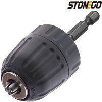 STONEGO 0.8-10mm Keyless Drill Chuck Converter 3/8"- 24UNF Thread Quick Change Adapter 1/4" Hex Shank