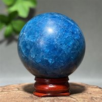 Natural Sapphire Blue Phosphorus Gray Ball Mineral Quartz Home Office Lucky Ornaments Energy Healing Meditation Divination+Base