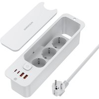 ANRMESUN 7 in 1 Desktop Recessed Socket Built in Power Strip with 2 USB 2 Type C PD 20W Fast charge, Multi-Plug 3 Outlet with
