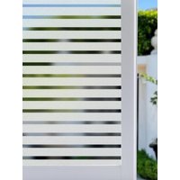 Frosted Glass Privacy Window Film - Static Cling UV Blocking Striped Pattern Non-Adhesive Cover for Home Office Glass Doors