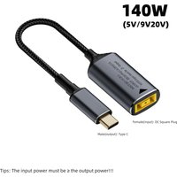 140W DC Square Plug for Lenovo Laptop Charger to 5V 9V 20V USB Type C PD Power Adapter Converter Fast Laptop Charging Cable Cord