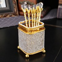1 coffee set, 6 coffee spoons and 1 storage bucket combination, fruit dessert spoon, suitable for home, office, party stirring.