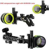 1pc AMES2 Compound Bow Sights 5 Pins 4X 6X 8X Lens CNC Adjustable for Left/Right Hand Bow Hunting Target Shooting Archery Aiming