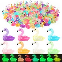 16Pcs Glow In The Dark Resin Flamingo & Duck Figurines, 8 Colors Luminous Mini Tiny Animal Figures for Fairy Garden, Dollhouse,