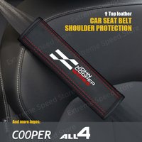 For Mini Cooper John Cooper Works ALL4 Emblem Leather Car Seat Belt Cushion Safety Belt Shoulder Protector Pad Accessories