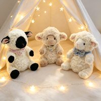 22cm Kawai Sheep Plush Toys Super Cute Soft Sheep Doll Sleeping Companion Room Decoration Items Birthday Gift For Boys And Girls