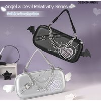 GeekShare Tragbare Transporttasche, kompatibel mit Switch 2, Reiseetui, Hartschalen-Aufbewahrungstasche mit 12 Spielkartenfächern, Angel & Devil