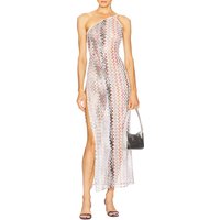 VGH Glamorous Luxury Dinners Sequin Maxi Dress for Women Rainbow Chevron One Shoulder High Slit Design Gown for Fashion Events